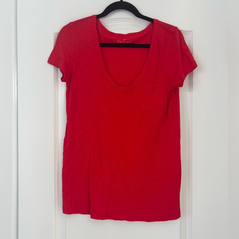 Nordstrom Caslon Vibrant Red Short Sleeve Tee